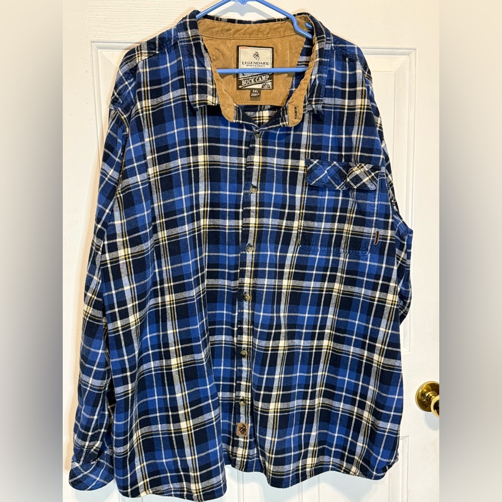 Legendary Whitetails flannel Men's Blue Plaid Shirt 5XL